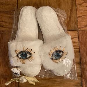 Beaded Evil Eye Slippers - White